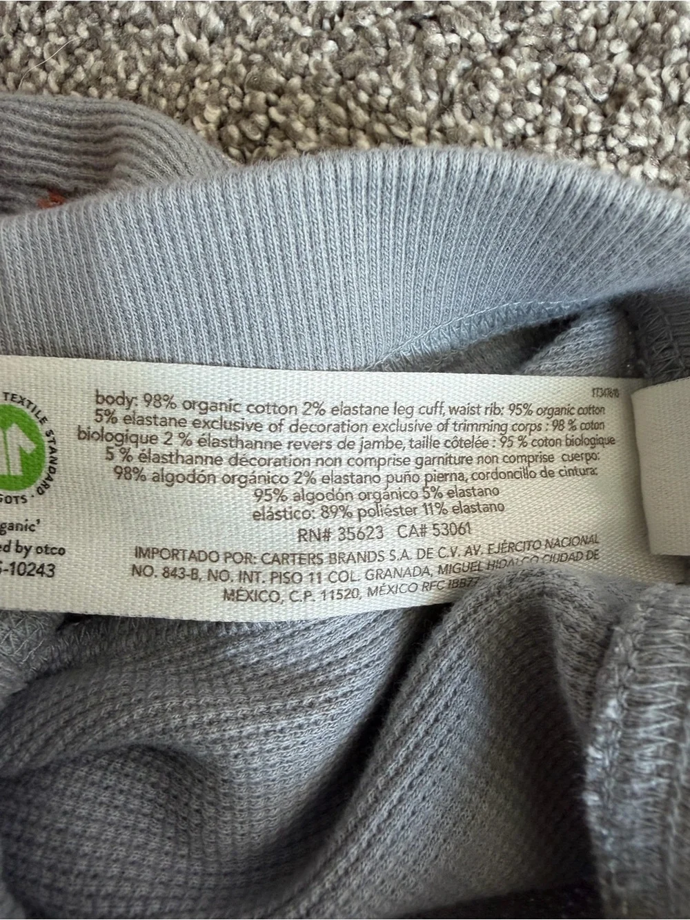 Little Planet Organic by Carter’s Fox Waffle Knit Set 18M Grey